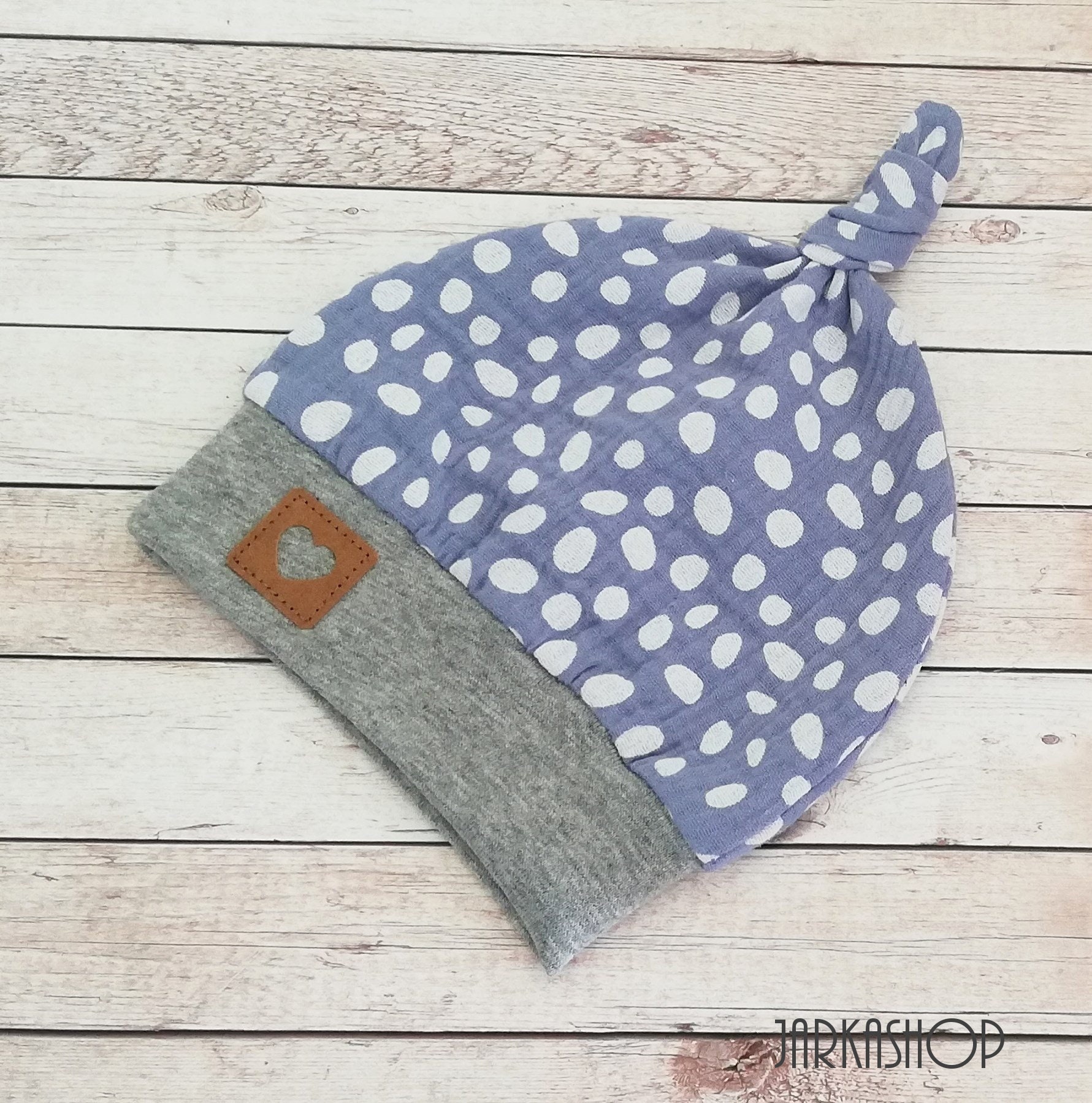 Knotenmütze Musselin Mit Bündchen, "Tupfen Hellblau-Weiß", Mütze, Babymütze, Kindermütze, Mütze Aus Musselin, Sommermütze von Jarkashop