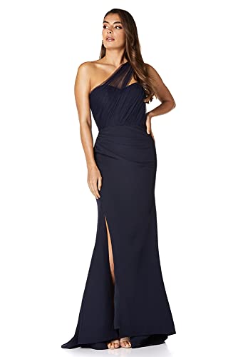 Jarlo London Damen Brooke – Maxikleid mit Einer Schulter und Schlitz am Oberschenkel Kleid, Navy, 32 von Jarlo London