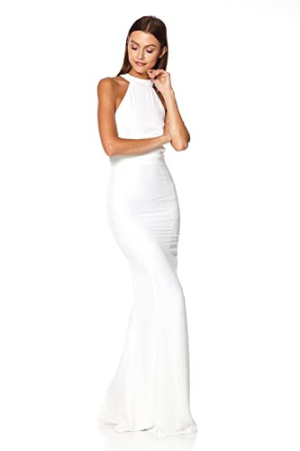 Jarlo London Damen Caden Maxikleid mit Neckholder Kleid, elfenbeinfarben, 42 von Jarlo London
