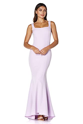 Jarlo London Damen Senia Maxikleid mit quadratischem Ausschnitt und Knopfrücken Kleid, violett, 34 von Jarlo London