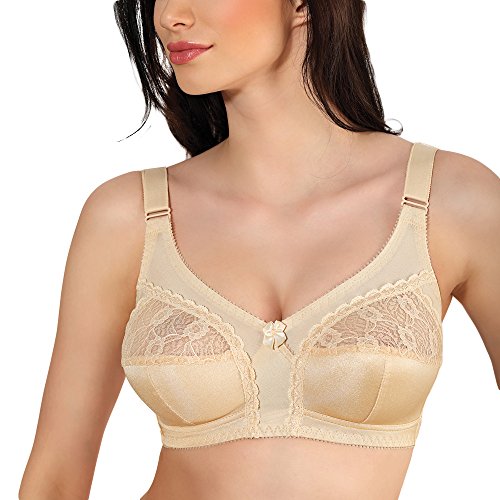 Jarpol 5777 Soft BH Dame Dessous Spitze Bügellos Regulierbar EU, Beige,90DD von Jarpol