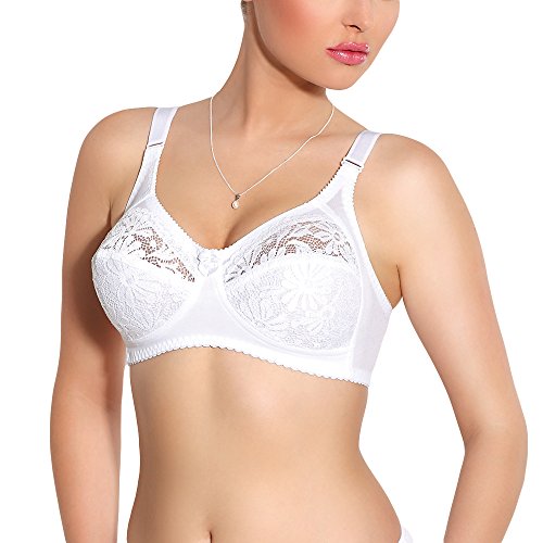 Jarpol 587 Soft BH Dame Dessous Spitze Bügellos Regulierbar EU, Weiß,95DD von Jarpol