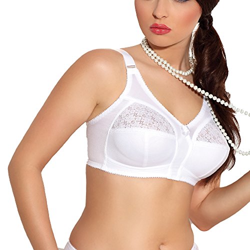 Jarpol 702 Soft BH Dame Unterwäsche Spitze Bügellos Regulierbar EU, Weiß,100F von Jarpol