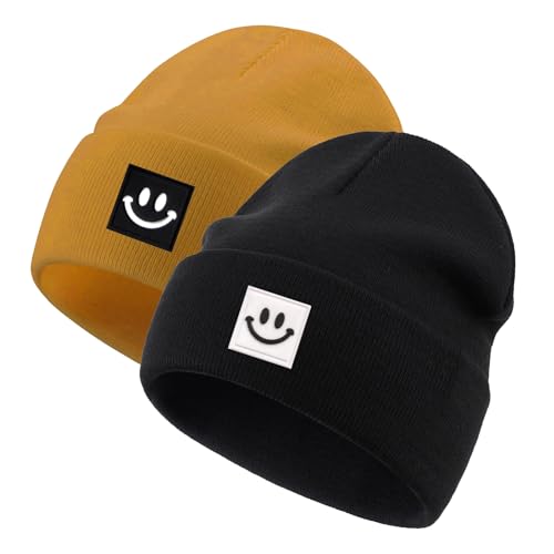 Jarseila Baby Beanie Strickmütze Mädchen Mütze Jungen Wintermütze Kinder Slouch-Beanie Leichte 0-5 Jahre Unisex Baby Zweiteilig Schwarz-Braun S(0-2 Jahre) von Jarseila