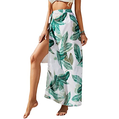 Jarseila Damen Strandkleider Lang Sarong Cover Up Badeanzug Vertuschung Chiffon Wickelröcke 2024 Sommer #A-Blätter von Jarseila