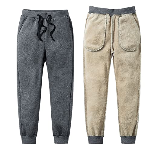 Jarseila Herren Jogginghose Fleece Sweatpants Winter Warme Trainingshose Damen Sporthose mit Kordelzug Fitness Basics Sweathose Unisex Grau M von Jarseila