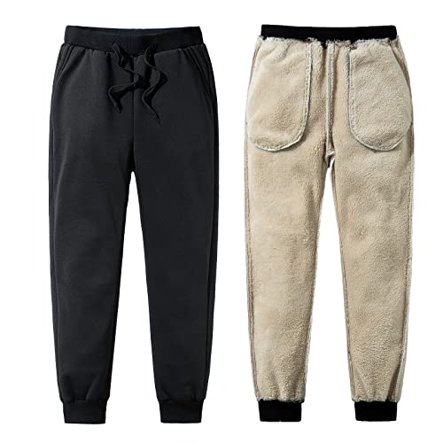 Jarseila Herren Jogginghose Fleece Sweatpants Winter Warme Trainingshose Damen Sporthose mit Kordelzug Fitness Basics Sweathose Unisex Schwarz S von Jarseila