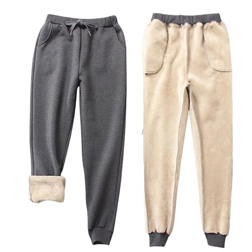 Jarseila Jogginghose Herren Winter Warme Sweatpants Fleece Verdickung Lounge Hose Fitness Trainingshose Flauschig Fleecehose Unisex Dunkelgrau L von Jarseila