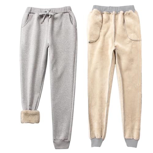 Jarseila Jogginghose Herren Winter Warme Sweatpants Fleece Verdickung Lounge Hose Fitness Trainingshose Flauschig Fleecehose Unisex Grau L von Jarseila