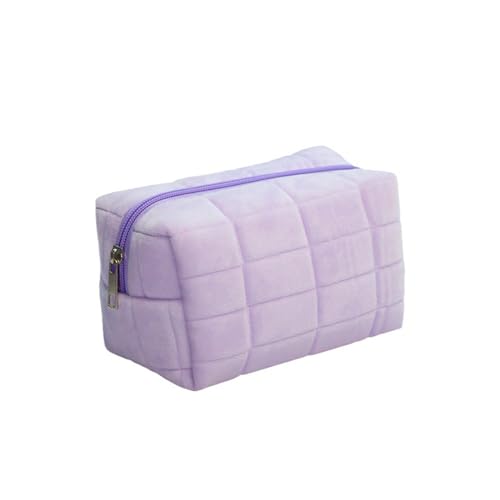 Jarsense Little Square Karierte Kosmetiktasche mit großem Fassungsvermögen, tragbare Aufbewahrungstasche mit Reißverschluss, Reise-Toilettenartikel-Organizer für Damen, violett von Jarsense