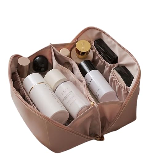 Jarsense Reise-Kosmetiktasche mit großem Fassungsvermögen, PVC, wasserdicht, tragbar, multifunktional, Aufbewahrungs-Kulturbeutel mit Griff und Fach für Damen, rose von Jarsense