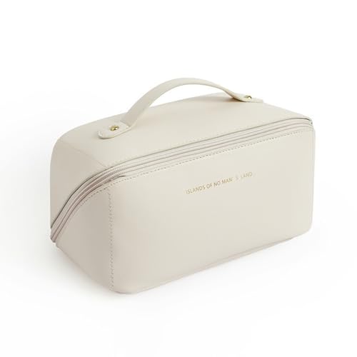 Jarsense Reise-Kosmetiktasche mit großem Fassungsvermögen, PVC, wasserdicht, tragbar, multifunktional, Aufbewahrungs-Kulturbeutel mit Griff und Fach für Damen, weiß Jarsense Reise-Kosmetiktasche mit großem Fassungsvermögen, PVC, wasserdicht, tragbar, multifunktional, Aufbewahrungs-Kulturbeutel mit Griff und Fach für Damen, weiß von Jarsense