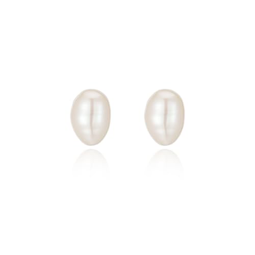 JaruJaru Baroque/Keshi Pearl Stud Earrings – 7-9mm Irregular Freshwater Pearl Studs, Sterling Silver 925 Hypoallergenic Earrings for Women, Unique Non-Round Natural Pearls von JaruJaru