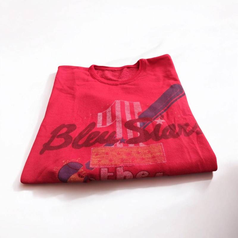 Vintage 70/80Er Jahre Bleu Stars Sweatshirt Usa Retro Baseball Größe Über M/L Seltenes Objekt von Jas80vintage