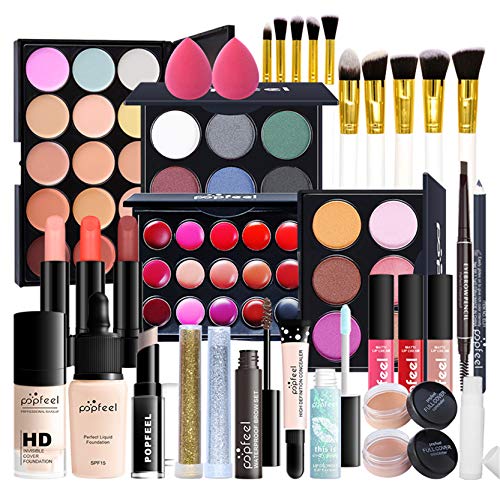 Make-up-Koffer für Damen, komplett, All-in-One-Set, professionelles Make-up-Set, tragbar, Reise-Organizer, Geschenkset, Make-up mit Lidschatten, Palette mit Lippenstift von JasCherry