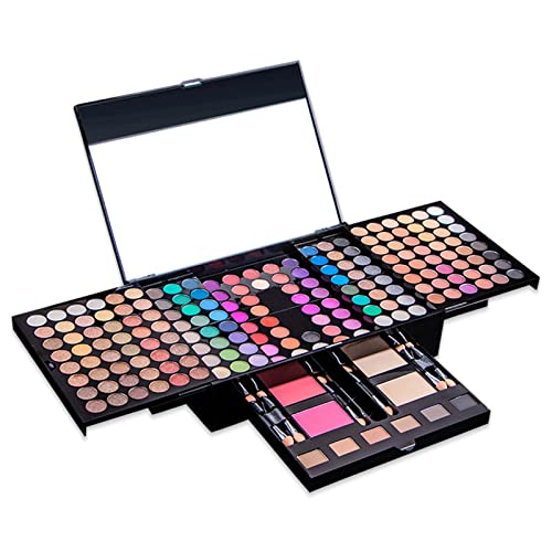 JasCherry Schminkkoffer Multifunktions Schmink Kosmetik Make-up Set mit Lidschatten, Blush Rouge, Pressed Powder Pulver, Augenbrauenpuder, Eyeliner - Schminkset Etui Box für Gesicht, Augenbraue #D von JasCherry