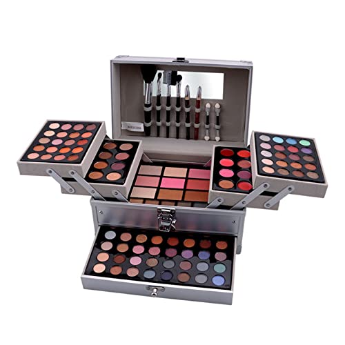 JasCherry Schminkkoffer Multifunktions Schmink Kosmetik Make-up Set mit Lipgloss, Lidschatten, Blush Rouge, Pressed Powder Pulver - Schminkset Etui Box für Gesicht, Augenbraue, Augen und Lippen #B von JasCherry