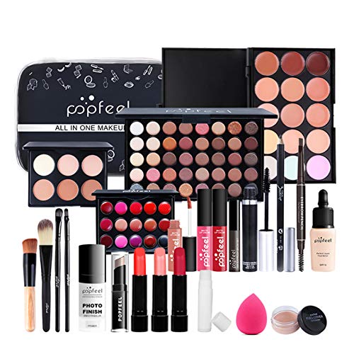 Schminkkoffer Set Frauen, JasCherry Schminkkoff Set, 28 St Tragbare Reisen Make-Up Set - Komplett Kosmetik set mit Lidschatten Paletten Lippenstift Pinsel, Geschenk für Frauen und Mädchen KIT003 von JasCherry