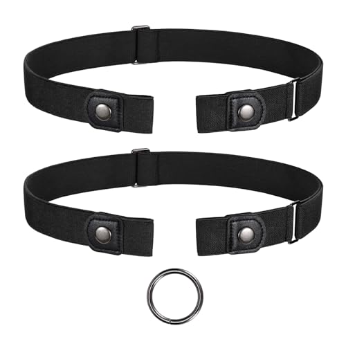 JasGood 2 Stück Gürtel Ohne Schnalle,Elastischer Unsichtbarer Gürtel, Dehnbarer Stretchgürtel für Damen und Herren,Justierbar Schnallenfreier Gurtel Für Jeans Hosen von JasGood