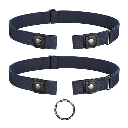 JasGood 2 Stück Gürtel Ohne Schnalle,Elastischer Unsichtbarer Gürtel, Dehnbarer Stretchgürtel für Damen und Herren,Justierbar Schnallenfreier Gurtel Für Jeans Hosen von JasGood