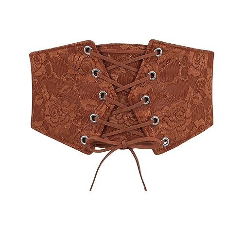 JasGood Damen Breites Korsett Elastischer Gürtel Waspie Lacup Tied Taille Gürtel für Damen Kleid Karneval Festival Kostüm von JasGood