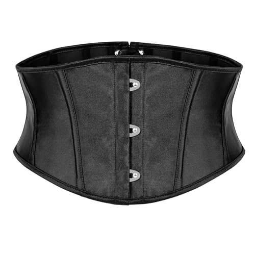 JasGood Damen Korsett Gürtel Underbust Boned Lace Up Waspie Gürtel Renaissance Steampunk Pirate Halloween Cosplay KorsettGürtel, Schwarz von JasGood