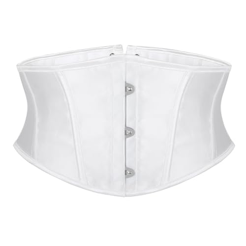 JasGood Damen Korsett Gürtel Underbust Boned Lace Up Waspie Gürtel Renaissance Steampunk Pirate Halloween Cosplay KorsettGürtel, Weiß von JasGood