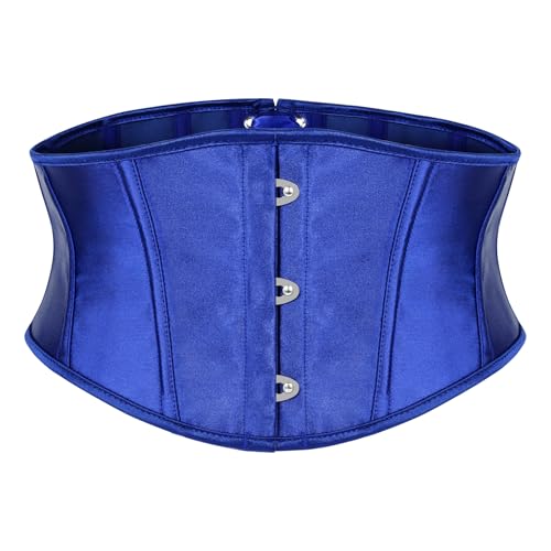 JasGood Damen Korsett Gürtel Underbust Boned Lace Up Waspie Gürtel Renaissance Steampunk Pirate Halloween Cosplay KorsettGürtel, Blau von JasGood