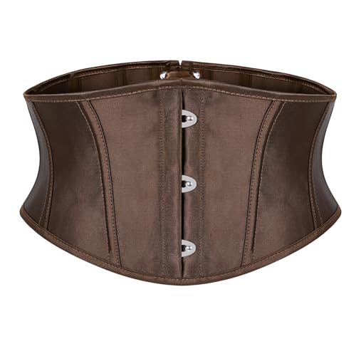 JasGood Damen Korsett Gürtel Underbust Boned Lace Up Waspie Gürtel Renaissance Steampunk Pirate Halloween Cosplay KorsettGürtel, Dunkelbraun von JasGood