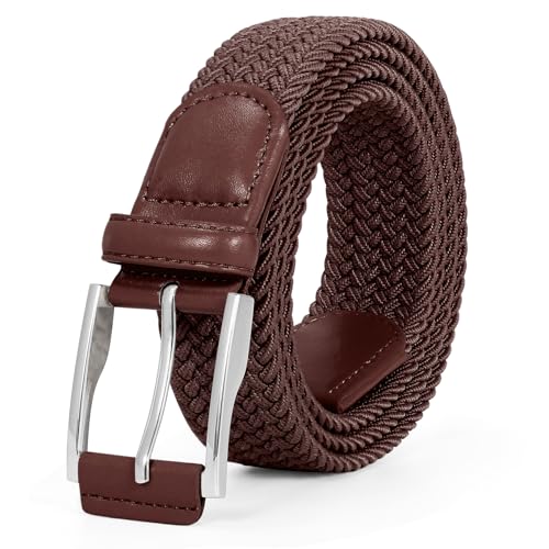 JasGood Geflochtener Stretchgürtel Stoffgürtel Elastischer Gürtel für Herren und Damen Dehnbarer Flechtgürtel Golfgürtel für Herren Jeans Hosen,Kaffee,140cm von JasGood