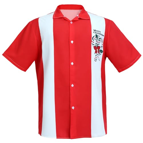 JasGood Hawaiian Weihnachten Shirt für Männer Kurzarm Button Down Santa Urlaub Shirts Strand Camp Shirt von JasGood