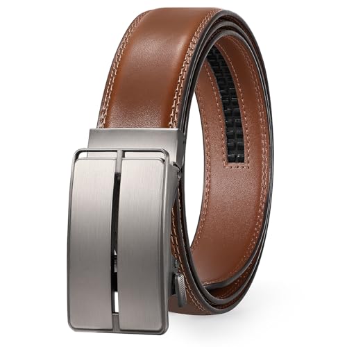 JasGood Herren Gürtel Leder Ratsche Gürtel Für Männer Automatische Ratsche Schnalle Slide 3,5cm Breite Gürtel für Kleid Hose von JasGood
