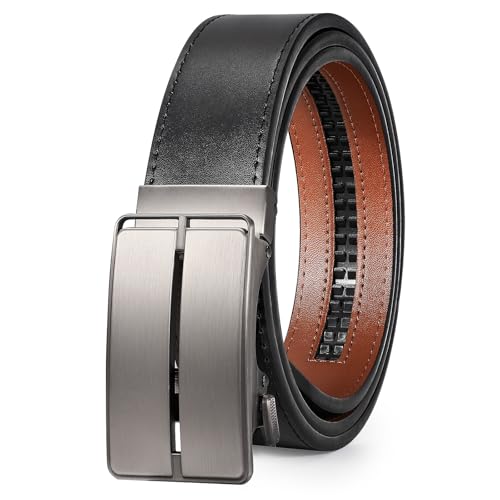 JasGood Herren Gürtel Leder Ratsche Gürtel Für Männer Automatische Ratsche Schnalle Slide 3,5cm Breite Gürtel für Kleid Hose von JasGood
