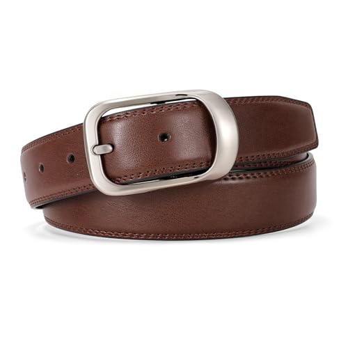 JasGood Herren Leder Kleid Gürtel, Herren Casual Gürtel für Jeans Hosen Arbeitskleide und Uniform mit Single Prong Schnalle von JasGood
