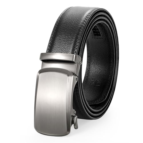 JasGood Herren Leder Ratschengürtel mit Verstellbarer Automatischer Slide Schnalle, 3,5cm Breite von JasGood