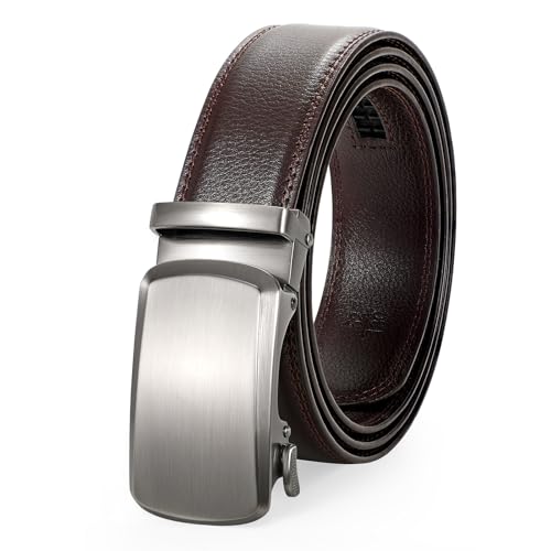 JasGood Herren Leder Ratschengürtel mit Verstellbarer Automatischer Slide Schnalle, 3,5cm Breite von JasGood
