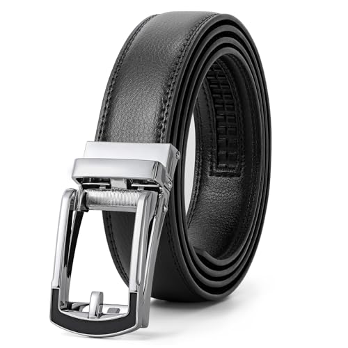 JasGood Herren Ledergürtel Automatische Ratsche Gürtel für Herren Leder Gürtel 33mm Breit mit Verstellbarer Automatische Schnalle für Anzug Geschäft Lässig,Schwarz,130cm JasGood Herren Ledergürtel Automatische Ratsche Gürtel für Herren Leder Gürtel 33mm Breit mit Verstellbarer Automatische Schnalle für Anzug Geschäft Lässig,Schwarz,130cm von JasGood
