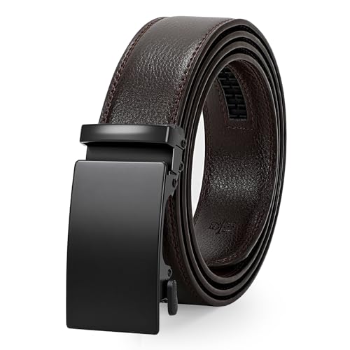 JasGood Leder Herren Gürtel, Gleitender Ratsche Ledergürtel für Männer Anzug mit Automatischer Schnalle, 3,5cm Breit von JasGood