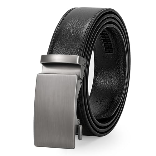 JasGood Leder Herren Gürtel, Gleitender Ratsche Ledergürtel für Männer Anzug mit Automatischer Schnalle, 3,5cm Breit von JasGood