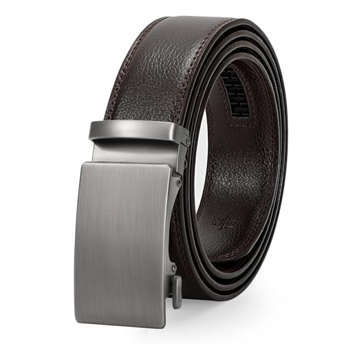 JasGood Leder Herren Gürtel, Gleitender Ratsche Ledergürtel für Männer Anzug mit Automatischer Schnalle, 3,5cm Breit von JasGood