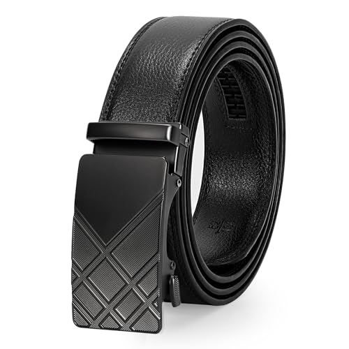 JasGood Leder Herren Gürtel, Gleitender Ratsche Ledergürtel für Männer Anzug mit Automatischer Schnalle, 3,5cm Breit von JasGood