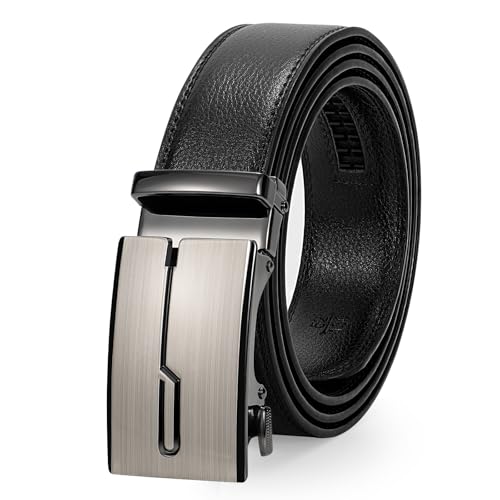 JasGood Leder Herren Gürtel, Gleitender Ratsche Ledergürtel für Männer Anzug mit Automatischer Schnalle, 3,5cm Breit von JasGood