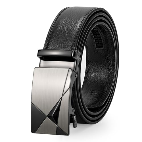 JasGood Leder Herren Gürtel, Gleitender Ratsche Ledergürtel für Männer Anzug mit Automatischer Schnalle, 3,5cm Breit von JasGood