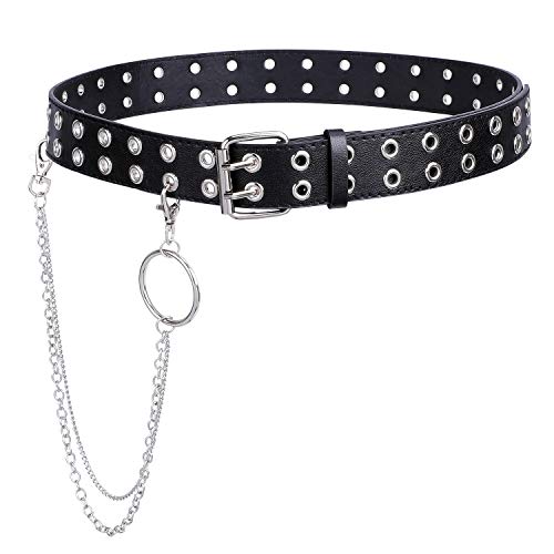 JasGood Punk Gürtel Nietengürtel Damen und Herren Doppelloch Gürtel mit Punk Style CosplayGürtel Hip Hop RockGürtel für Oder Gothic-Outfits von JasGood