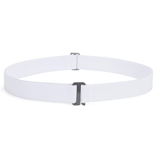 JasGood Unsichtbare Damen Stretch Gürtel No Show Elastic Einstellbare Web Gürtel Mit Flacher Schnalle Für Jeans Hosen Kleider,Weiß,110cm(Passt Taillenumfang 55cm-110cm) von JasGood