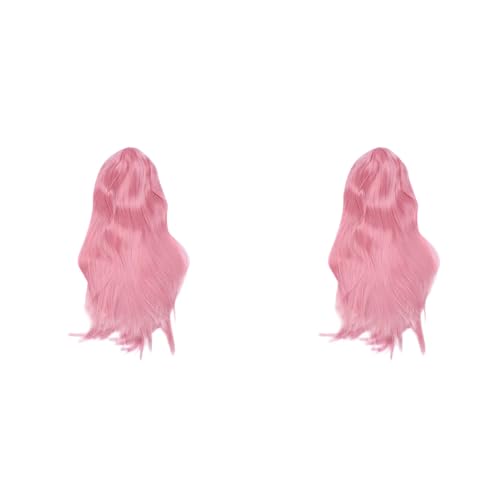 Jasaly 2 Stück 80 cm lange gerade Perücke Cosplay Mehrfarbig Wärme volle Perücken robust (Rosa) von Jasaly