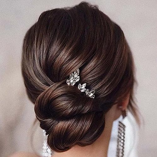 Jascatin Braut Hochzeit Kristall Haarnadeln Silber - Haarteile Haarschmuck Strass Haarspangen für Frauen und Mädchen - 5 Stück von Jascatin