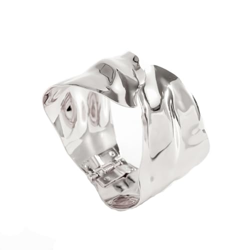 Jascatin Breite Armreif Armbänder Einstellbare offene Armband Twisted unregelmäßige Hand Zubehör Lady Armband für Frauen (Silber) von Jascatin