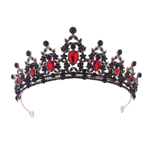 Jascatin Gold Tiara Hochzeit Kronen für Frauen Strass Königin Prinzessin Krone Geburtstag Tiara Stirnbänder für Prom Braut Party Kostüm (Schwarz+Rot) von Jascatin