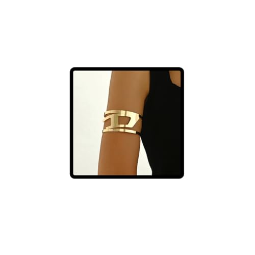 Jascatin Gold verstellbare Hohle D Buchstabe Arm Armband Armband Manschette breite Armkette obere offene Arm Armbänder verstellbar für Frauen von Jascatin